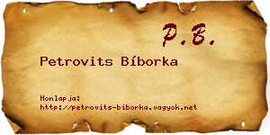 Petrovits Bíborka névjegykártya