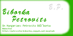 biborka petrovits business card